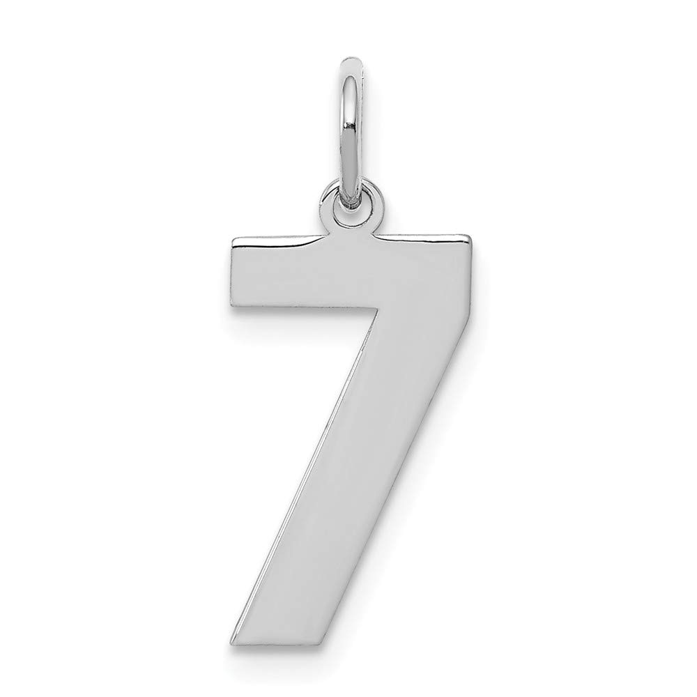 Solid 925 Sterling Silver Medium Number 7 Charm Pendant - 21mm x 8mm