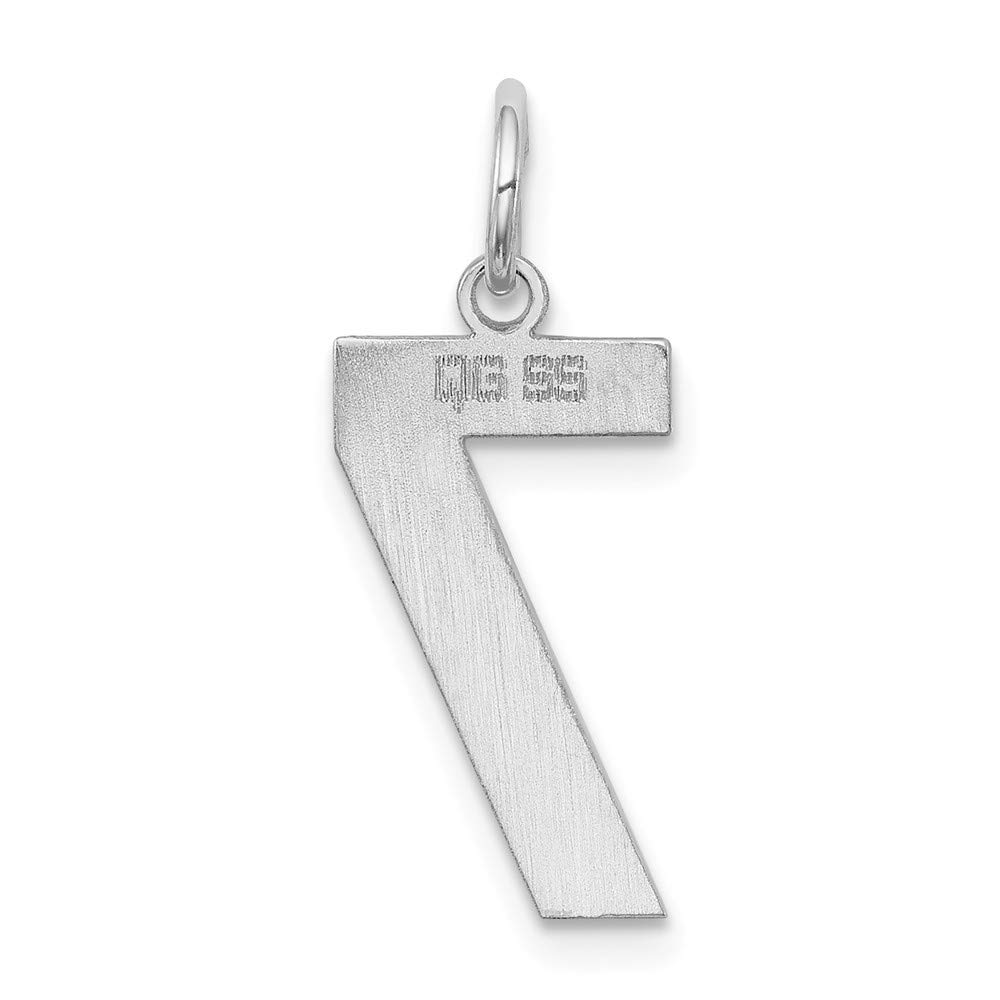 Solid 925 Sterling Silver Medium Number 7 Charm Pendant - 21mm x 8mm