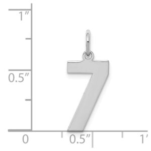 Solid 925 Sterling Silver Medium Number 7 Charm Pendant - 21mm x 8mm