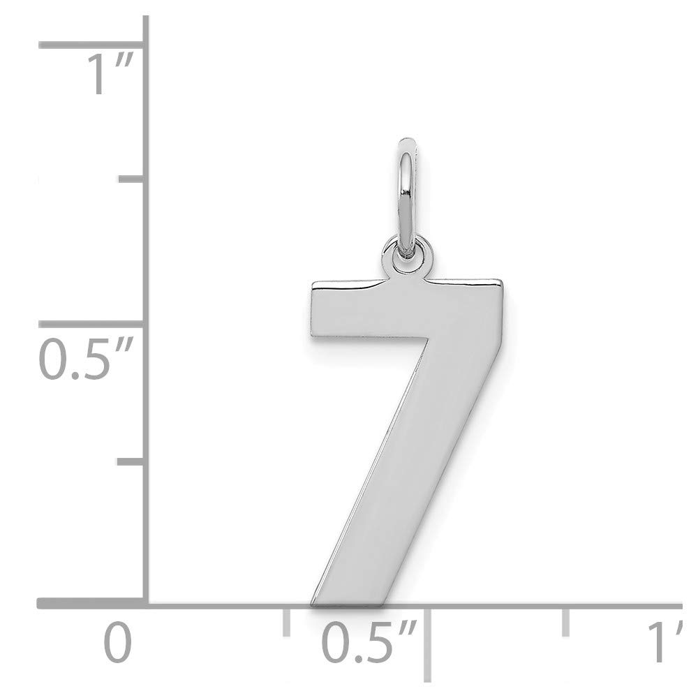 Solid 925 Sterling Silver Medium Number 7 Charm Pendant - 21mm x 8mm