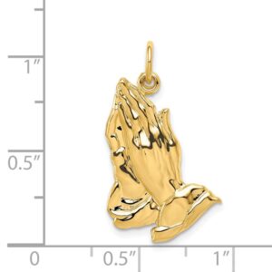 Solid 14k Yellow Gold Praying Hands Pendant Charm - 26mm x 19mm