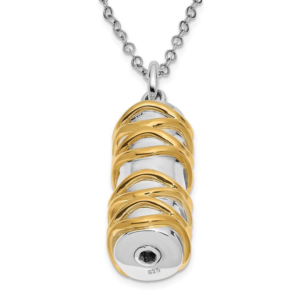 925 Sterling Silver Yellow Gold-Tone Ash Holder 18in. Pendant Necklace Charm Chain 18"