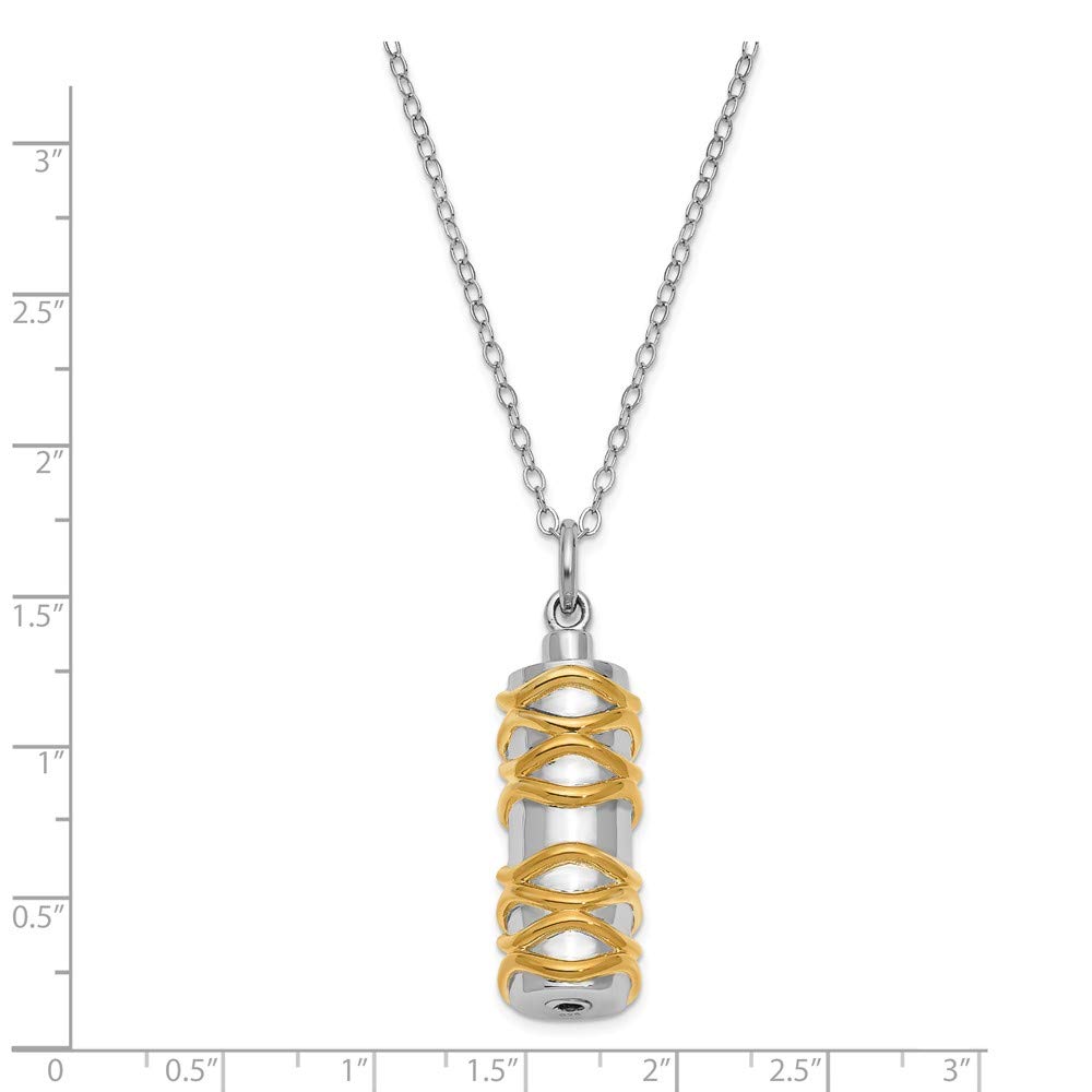 925 Sterling Silver Yellow Gold-Tone Ash Holder 18in. Pendant Necklace Charm Chain 18"