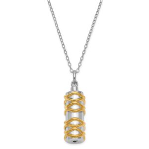 925 Sterling Silver Yellow Gold-Tone Ash Holder 18in. Pendant Necklace Charm Chain 18"