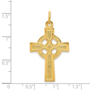 925 Sterling Silver and 24k Gold -plated Celtic Knot Irish Claddagh Cross Pendant Charm - 36mm x 20mm