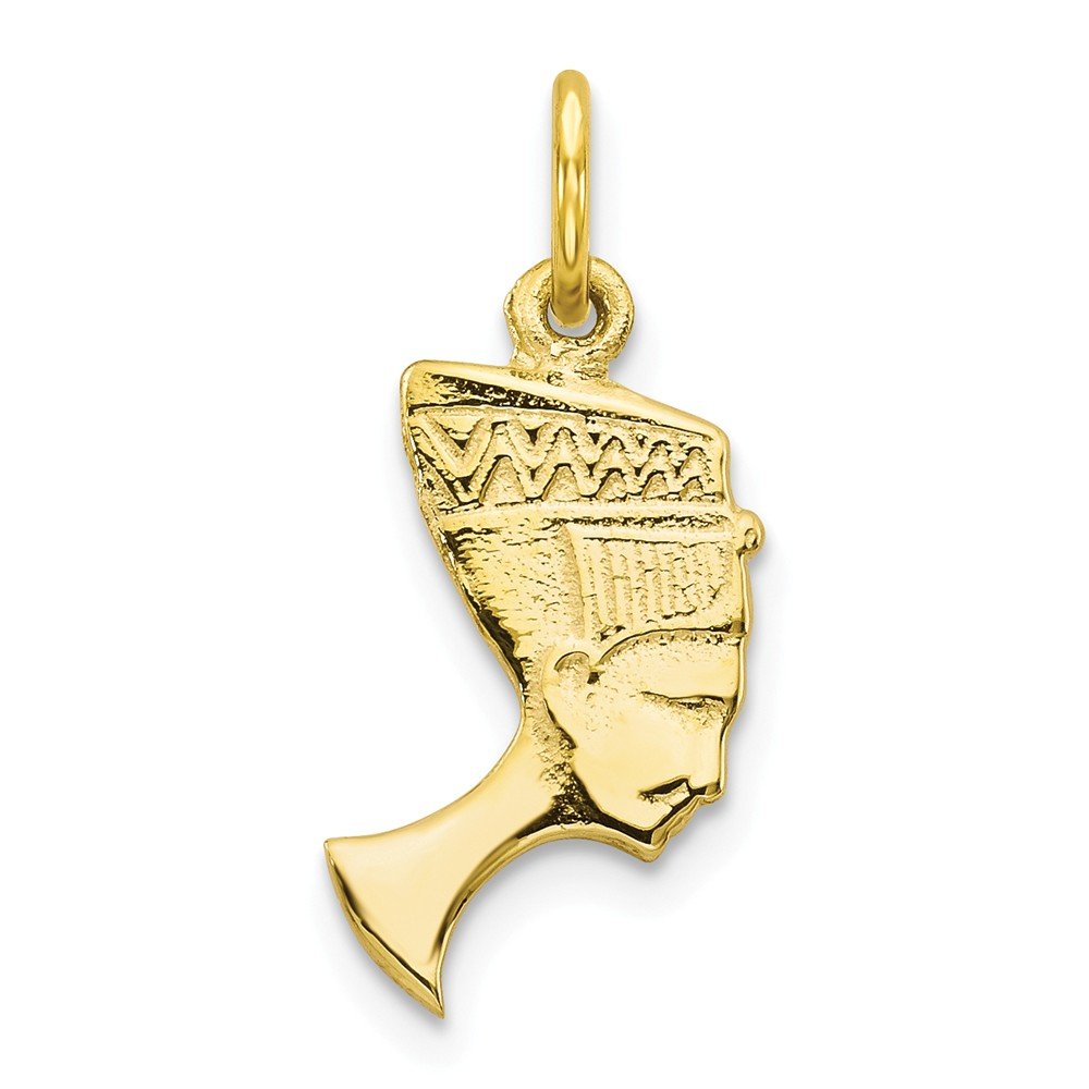 10k Yellow Gold Solid Bust of Nefertiti Charm Souvenir Pendant - 20mm x 9mm