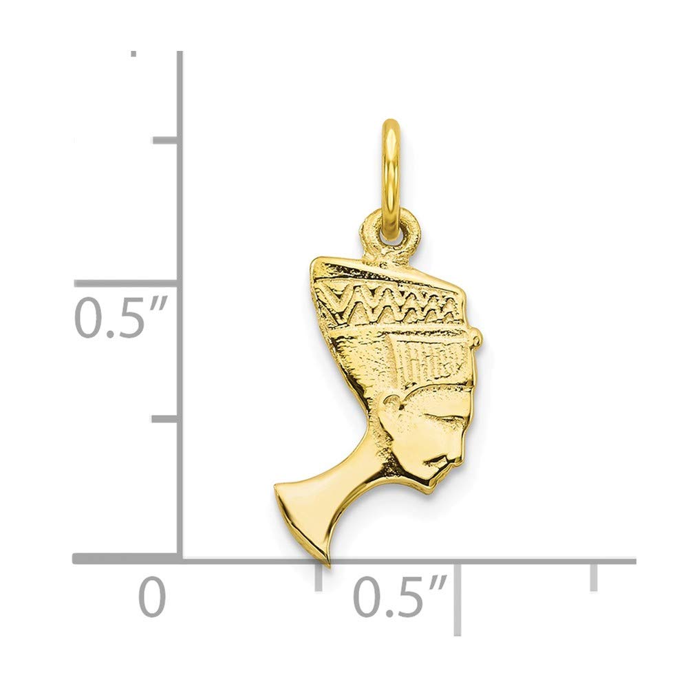 10k Yellow Gold Solid Bust of Nefertiti Charm Souvenir Pendant - 20mm x 9mm