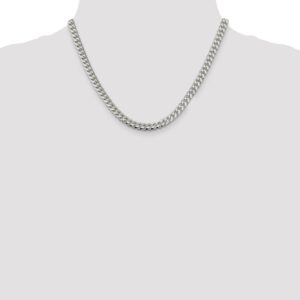 Solid 925 Sterling Silver 6.00mm Domed Curb Cuban Chain Necklace - with Secure Lobster Lock Clasp 18"