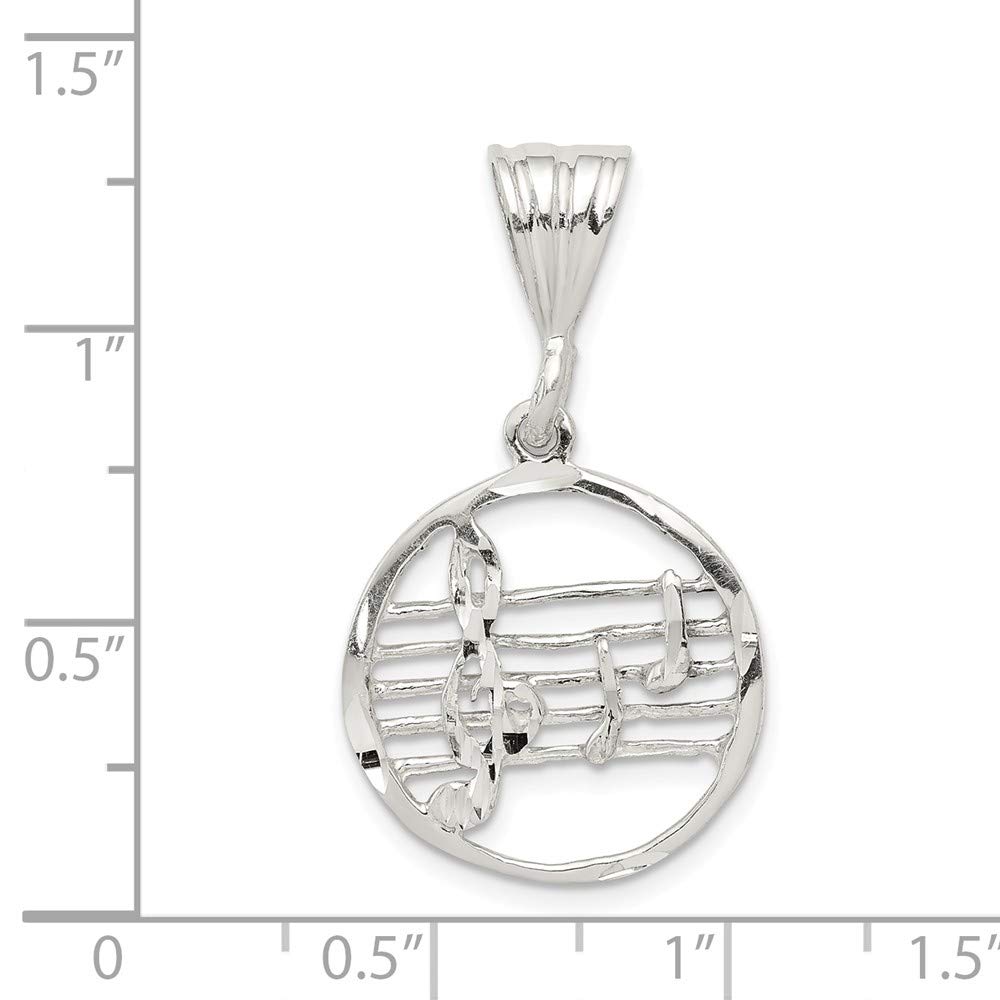 Solid 925 Sterling Silver Music Staff Charm Pendant - 22mm x 19mm