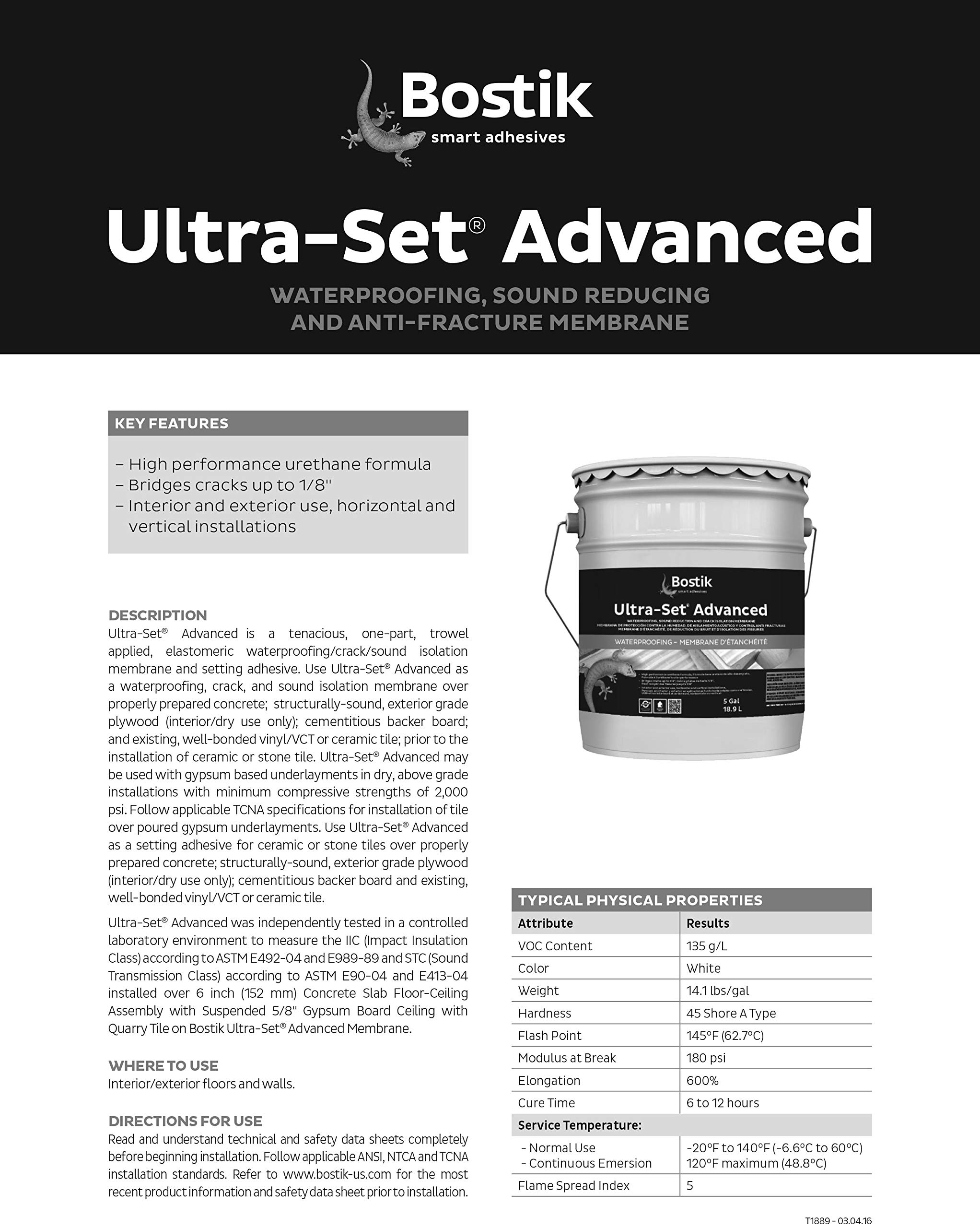 Bostik Ultra-Set Advanced Waterproofing, Sound Reduction and Crack Isolation Membrane