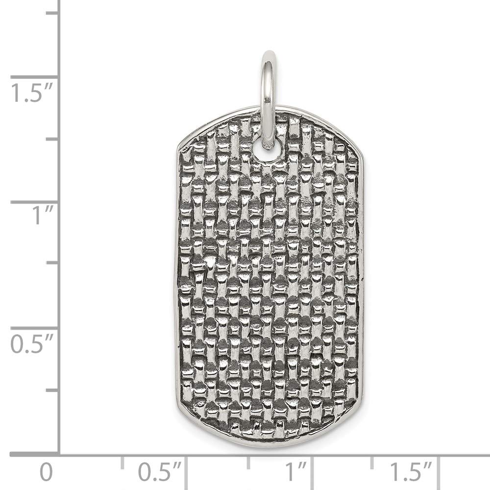 Solid 925 Sterling Silver Dog Tag Pendant Charm - 43mm x 21mm