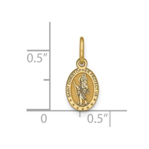 10k Yellow Gold Solid Catholic Patron Saint Christopher Brushed Matte Finish Pendant Charm - 15mm x 6mm