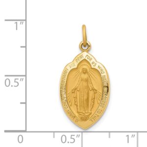 Solid 14k Yellow Gold Virgin Mary Pray for Us Charm Miracle MedalCharm Pendant - 24mm x 12mm