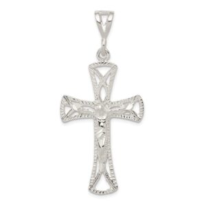 Solid 925 Sterling Silver Cross Pendant Crucifix Charm - 51mm x 25mm