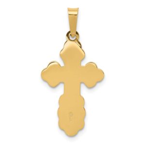 Solid 14k Yellow Gold Eastern Orthodox Cross Charm Pendant - 27mm x 13mm