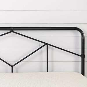 South Shore Sazena Geometric Metal Platform Bed -Full-Matte Black