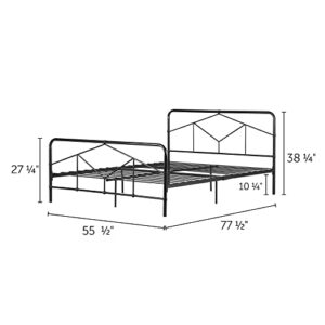 South Shore Sazena Geometric Metal Platform Bed -Full-Matte Black