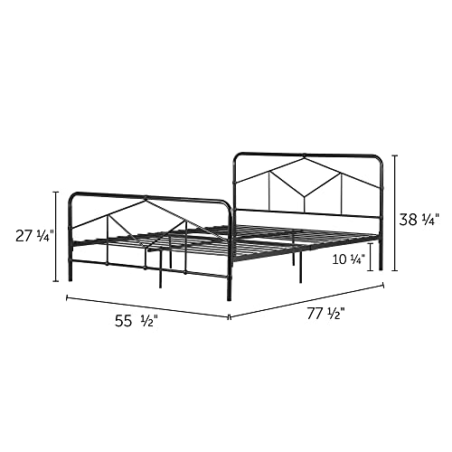 South Shore Sazena Geometric Metal Platform Bed -Full-Matte Black