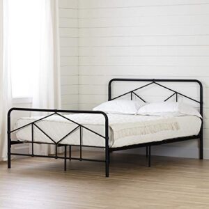 South Shore Sazena Geometric Metal Platform Bed -Full-Matte Black