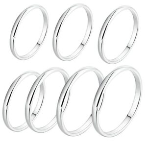 anazoz 7pcs 2mm stainless steel women stackable eternity ring band engagement wedding ring set