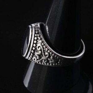 YAZILIND Simple Black Gemstone Ring Exquisite Jewelry Unisex Statement Rings Birthday Jewelry Black-2(Size 8)