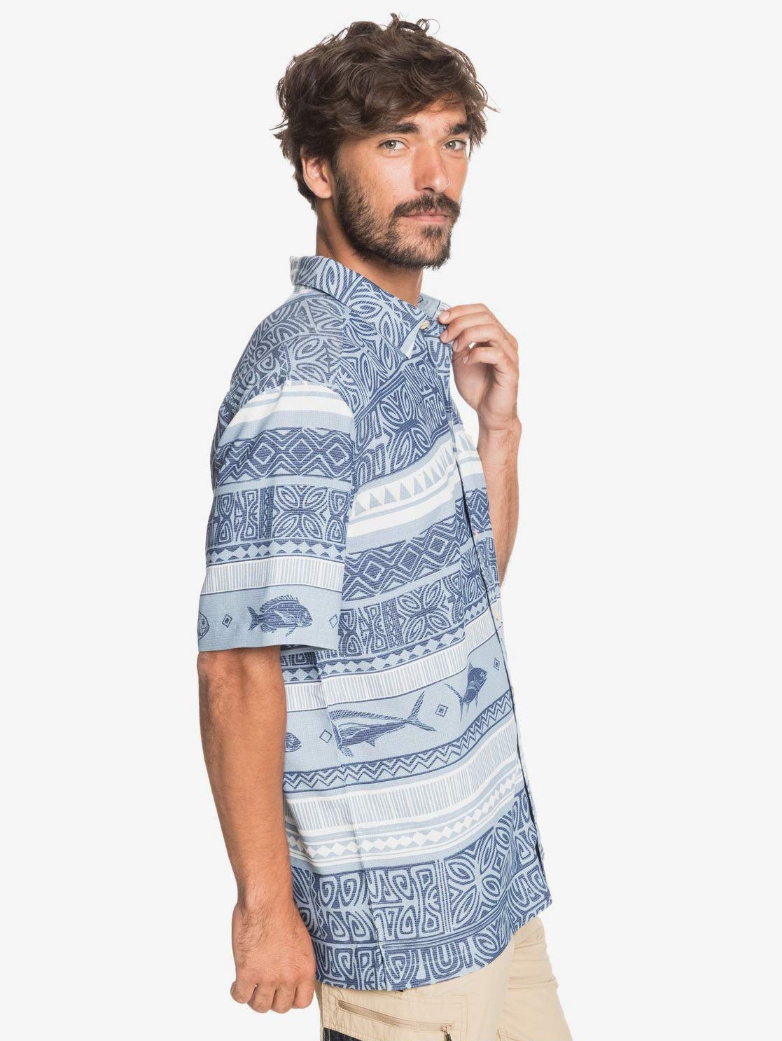 Quiksilver Waterman Men's LAKI Woven, Dusty Blue Lake Maikai, S