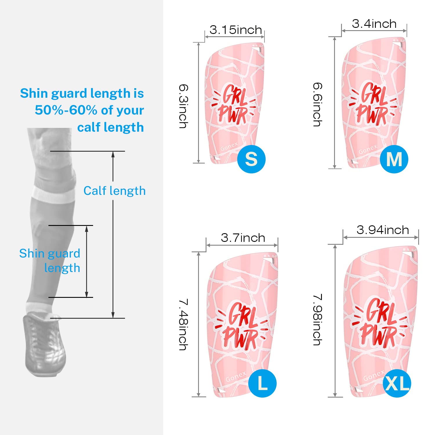 Gonex Soccer Shin Guards for Kids Adult, Youth Boys Girls Shin Guards Slip in Soccer Shin Pad Sleeves Canilleras for Football Games, EVA Cushion Protection Reduce Shocks & Injuries