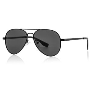 Gleyemor Small Aviator Sunglasses for Women and Men, 52MM Small Frame Polarized Aviators for Small Face (Black/Grey)