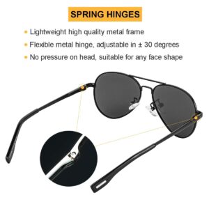 Gleyemor Small Aviator Sunglasses for Women and Men, 52MM Small Frame Polarized Aviators for Small Face (Black/Grey)