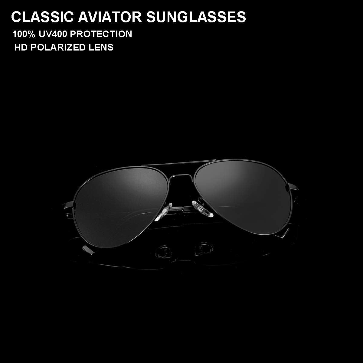 Gleyemor Small Aviator Sunglasses for Women and Men, 52MM Small Frame Polarized Aviators for Small Face (Black/Grey)