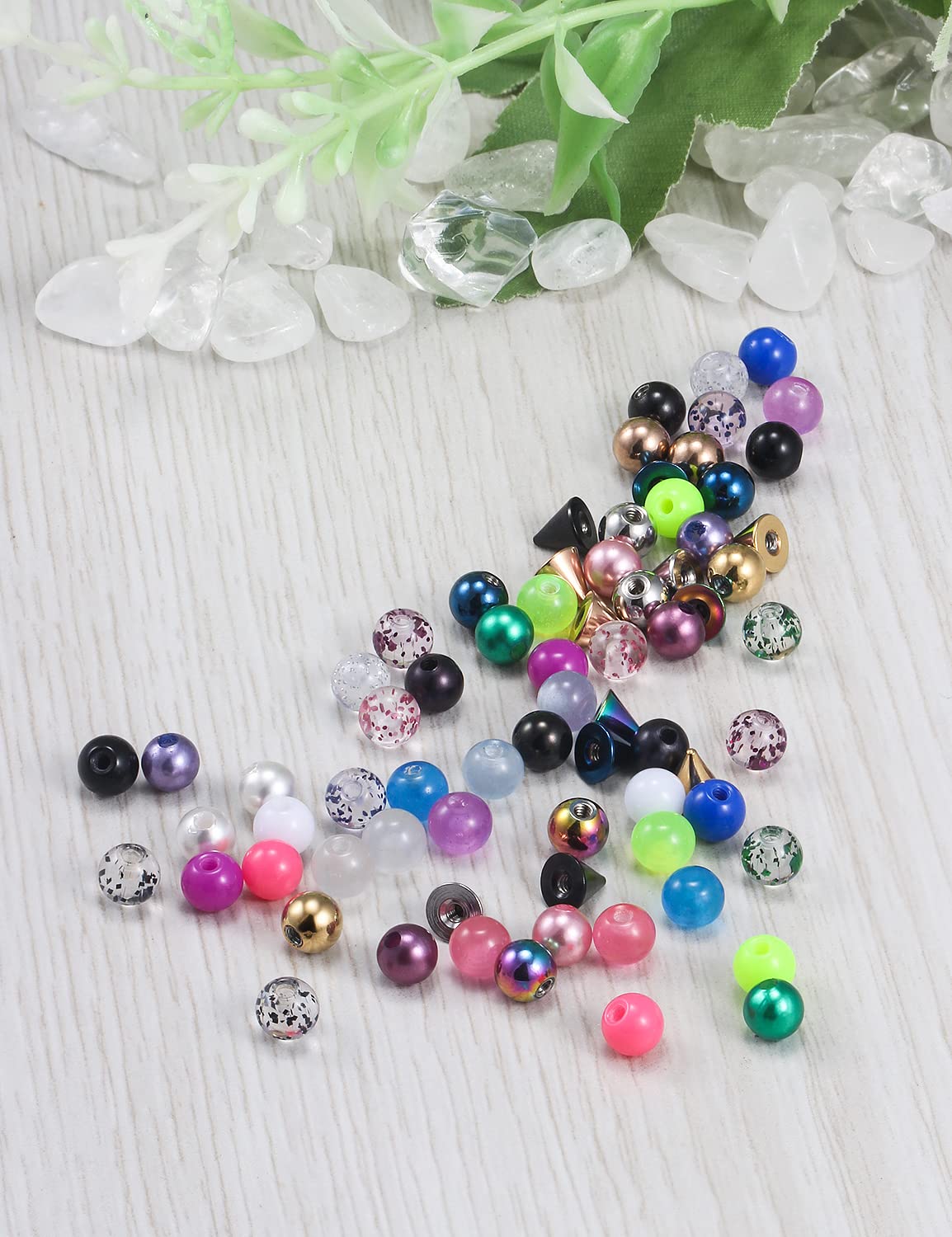 Ocptiy 14G 5mm Replacement Balls Fake Piercing Part Stainless Surgical Steel Lip Septum Eyebrow Labret Monroe Nipple Tongue Belly Navel Ring Cartilage Tragus Industril Earring Fuax Piercing Jewelry