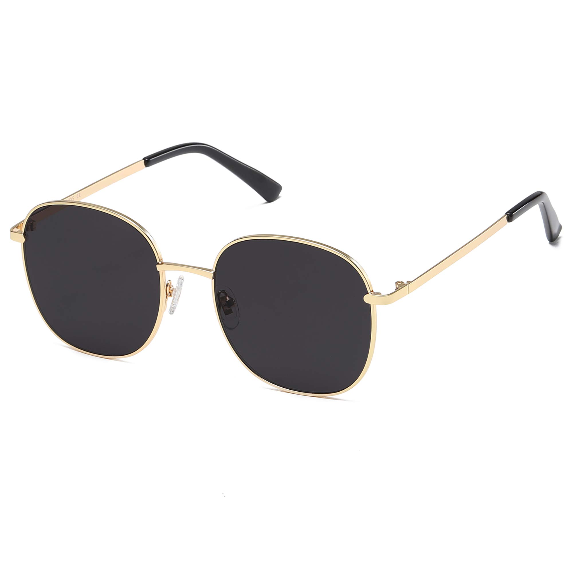 SOJOS Classic Square Sunglasses for Women Men with Spring Hinge Sunnies SJ1137, Bright Gold/Grey