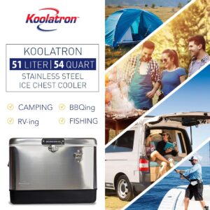 Koolatron Retro Ice Chest Cooler with Bottle Opener Blue and Red, Vintage Style Ice Bucket for Camping, Beach, Picnic, RV, BBQs, Tailgating, Fishing