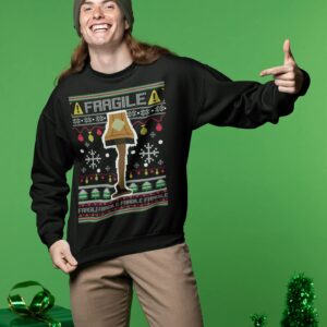 Wild Bobby Fragile Leg Lamp Christmas Story Funny Xmas Ugly Christmas Sweater Unisex Crewneck Sweatshirt, Black, X-Large