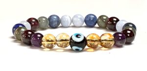 crystals for anxiety stretch bracelet | universal birthstone | throat & third eye chakra