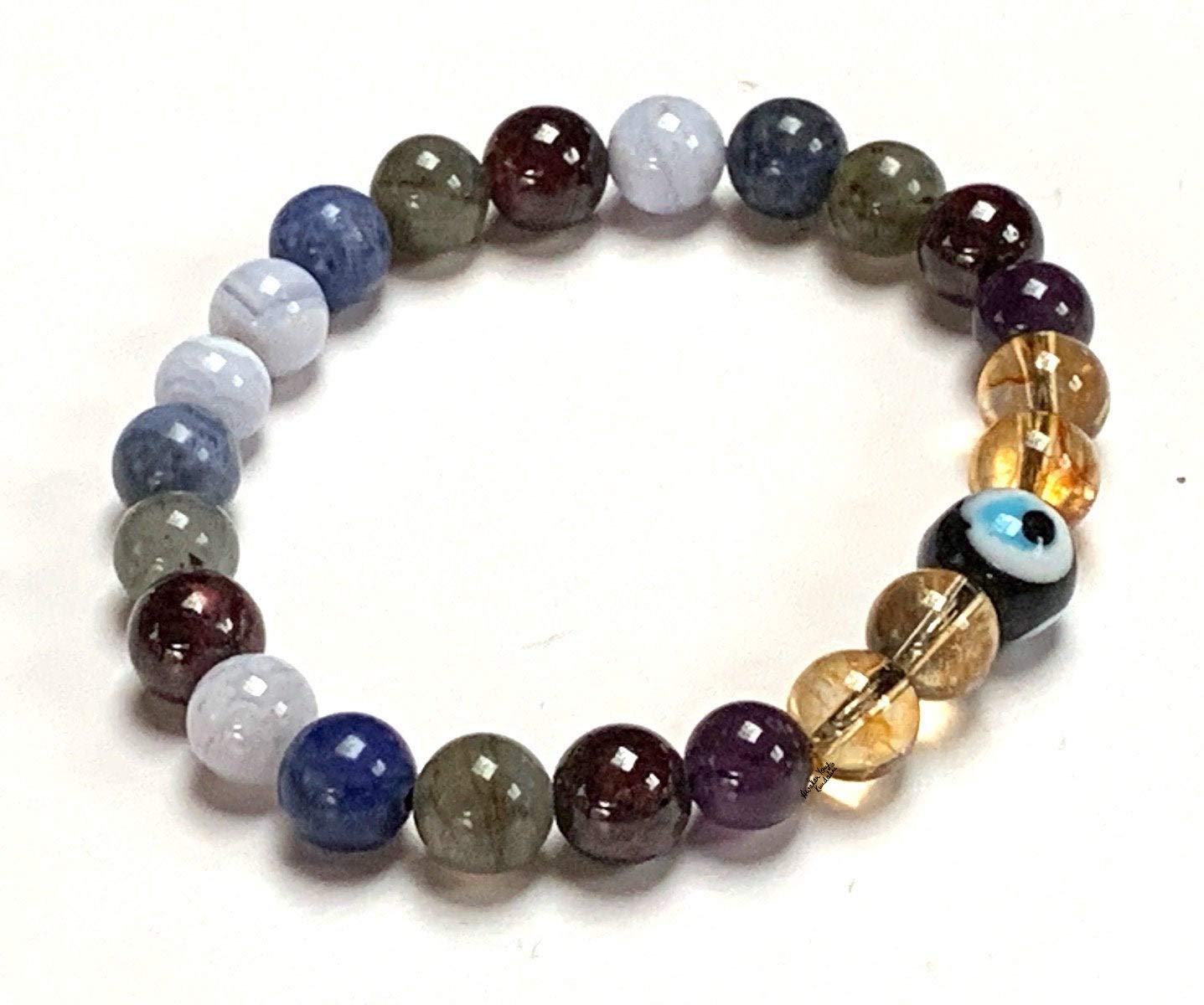 Crystals For Anxiety Stretch Bracelet | Universal Birthstone | Throat & Third Eye Chakra