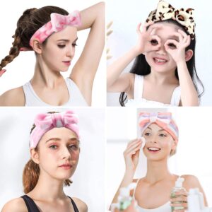 M&C Music Color Hairband, 12pcs Spa Headband Bulk, Coral Fleece Makeup Headband, Soft Bowknot Spa Hair Band, for Girls Women - Wide Application, Good Elasticity, Exquisite & Lovely Design, Ideal Gift