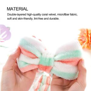 M&C Music Color Hairband, 12pcs Spa Headband Bulk, Coral Fleece Makeup Headband, Soft Bowknot Spa Hair Band, for Girls Women - Wide Application, Good Elasticity, Exquisite & Lovely Design, Ideal Gift