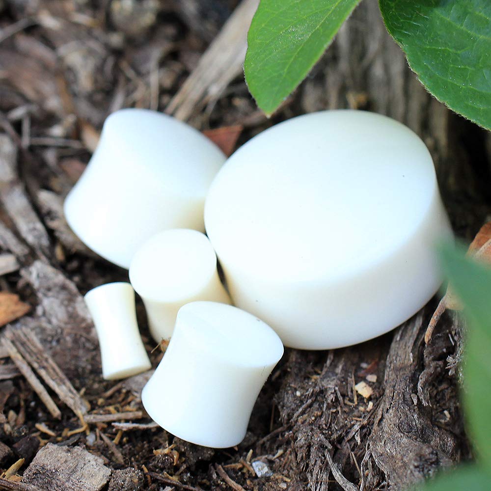 Cocobul Pair of Organic White Buffalo Bone Saddle Ear Plug [D10-077]