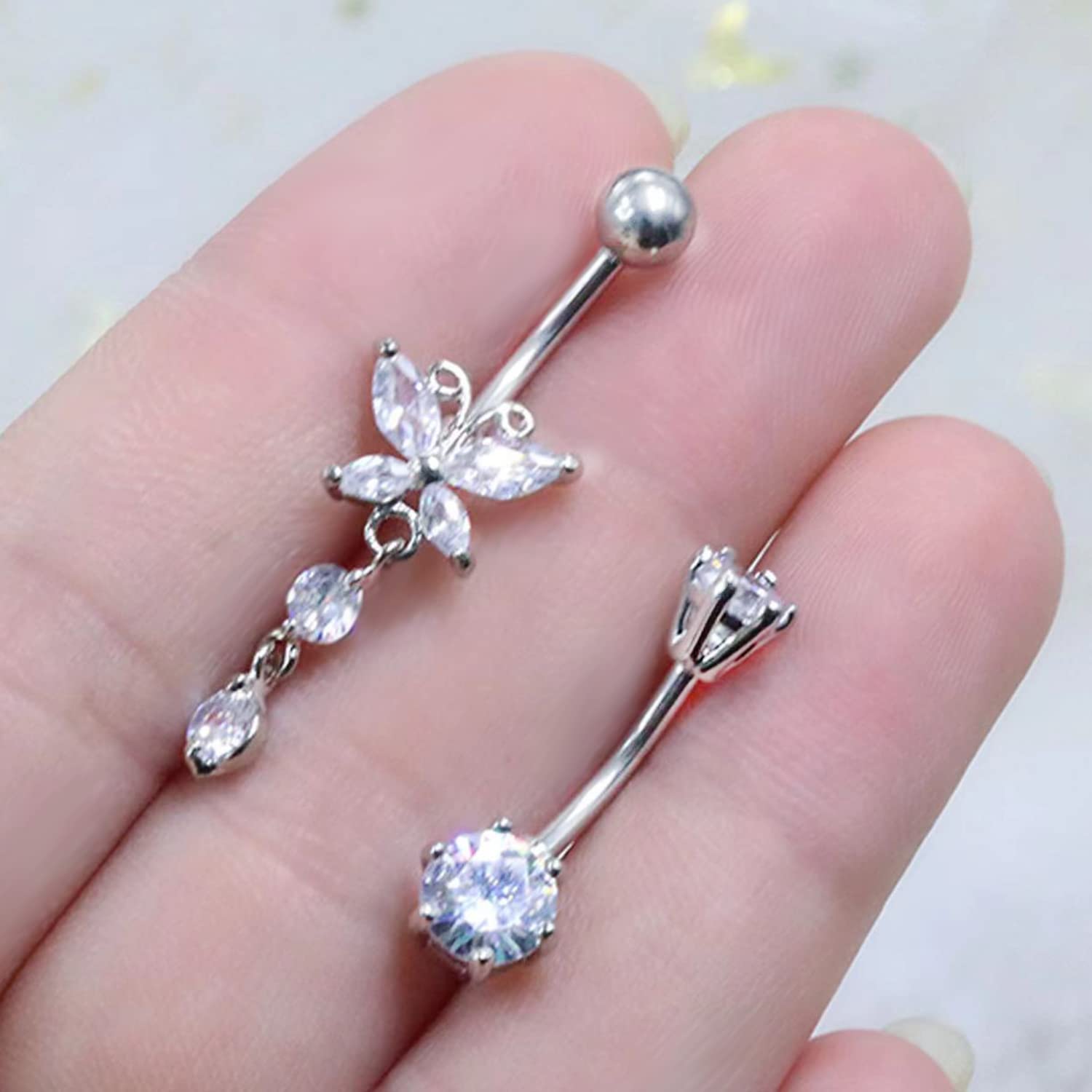 CHARM ONLINE Belly Button Rings Dangle Sexy Navel Body Surgical Steel Piercing Jewelry for Women