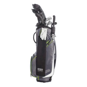 Izzo Golf Izzo Ultra-Lite Cart Golf Bag With Single Strap & Exclusive Features, Gray/Lime, 35’’ x 14’’ x 11’’