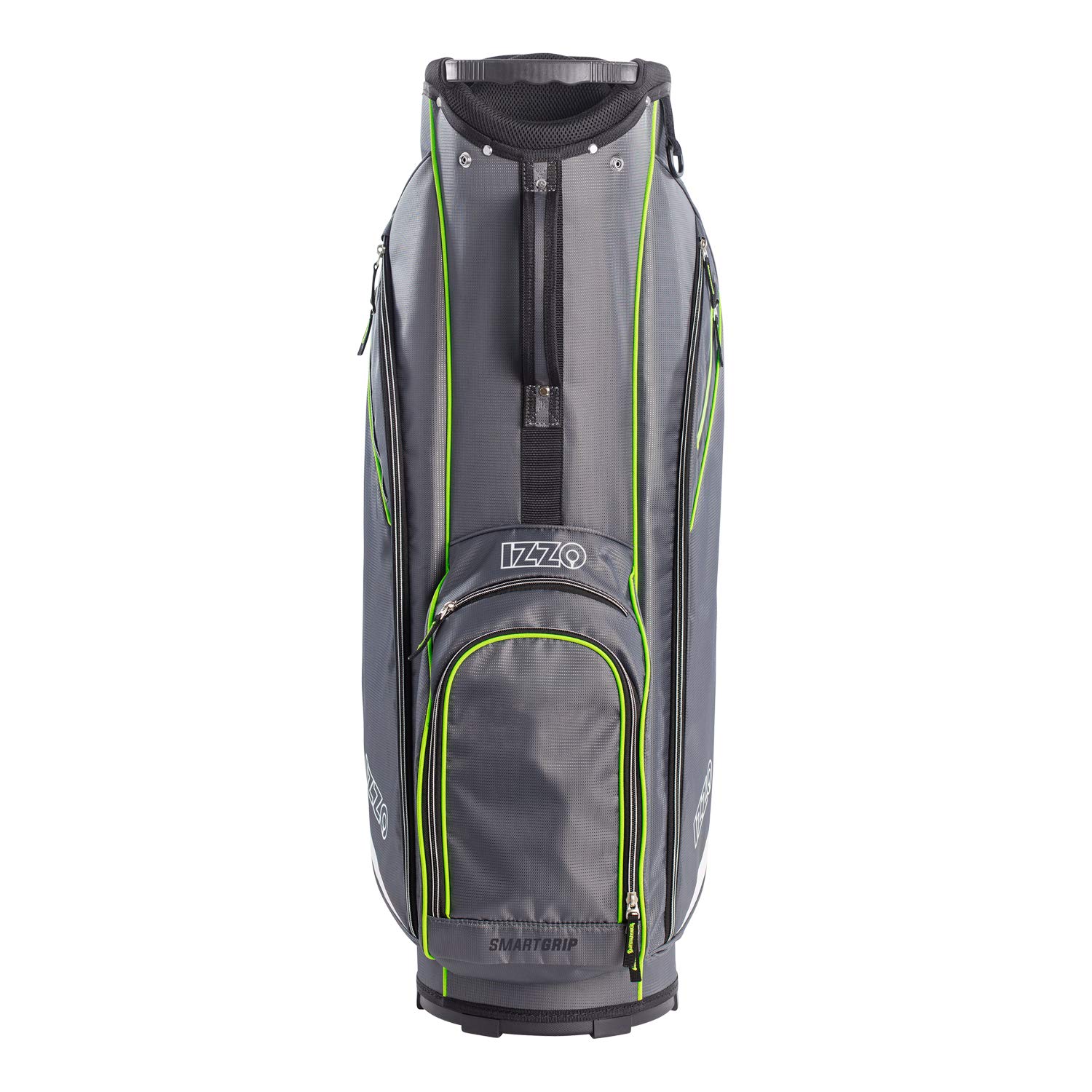 Izzo Golf Izzo Ultra-Lite Cart Golf Bag With Single Strap & Exclusive Features, Gray/Lime, 35’’ x 14’’ x 11’’