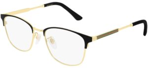 gucci gg 0609ok 001 black gold metal square eyeglasses 52mm