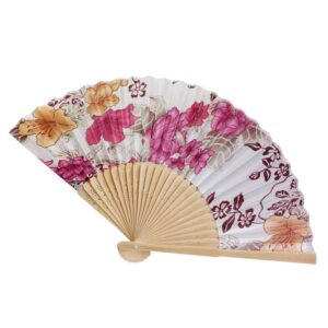 aguiguo folding fan bamboo handheld fans chinese elegant floral fans hand holding fans for party, wedding, gifts, wall ds folding fans, k