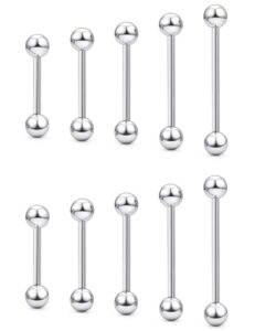 prjndjw 14g surgical steel nipple rings tongue rings cartilage earring straight barbell body piercing jewelry for women men length 12mm 14mm 16mm 18mm 22mm barbell piercings