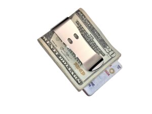 duck bill money clip. patented stainless steel and guaranteed for life quad bend bite design