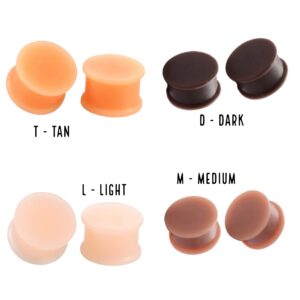 Brokkr Silicone Pair Flesh Skin Tone Ear Plugs Tunnels Gauges Multiple Shades (Medium - 12mm (1/2"))