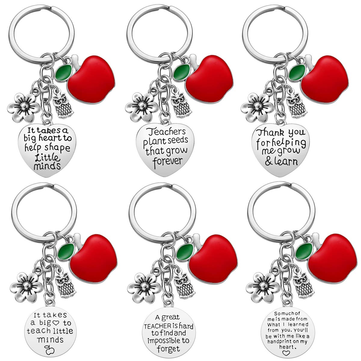 iJuqi Teacher Gifts for Women - 6PCS Keychain, Appreciation,Thank You, Birthday, Valentine's Day, Christmas Gifts for Teachers