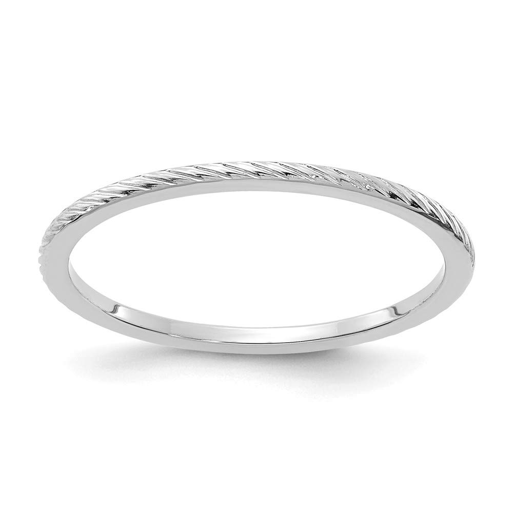 Solid 14K White Gold 1.2mm Twisted Wire Pattern Stackable Band Thin Wedding Anniversary Ring Size 5.5