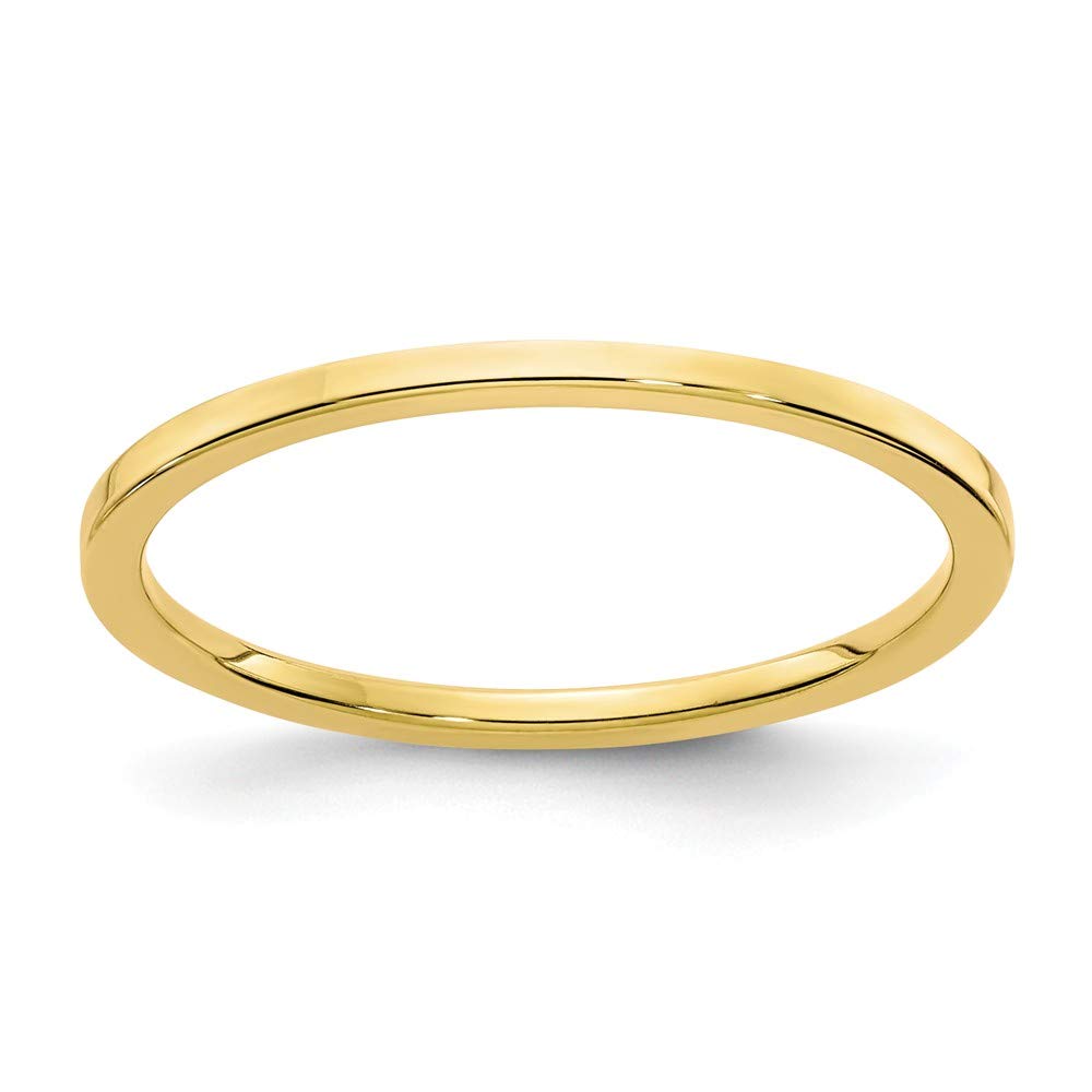 Solid 10k Yellow Gold 1.2mm Flat Stackable Band Thin Wedding Anniversary Ring Size 6.5